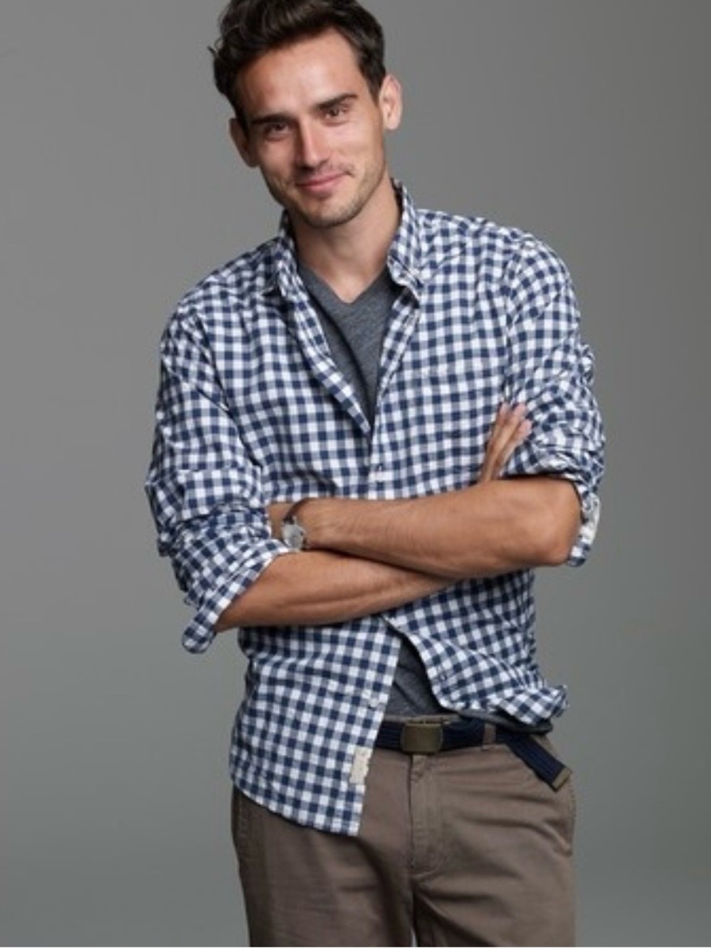 J. Crew|Slim Fit|Blue White|Gingham|Button-Down Shirt|Large